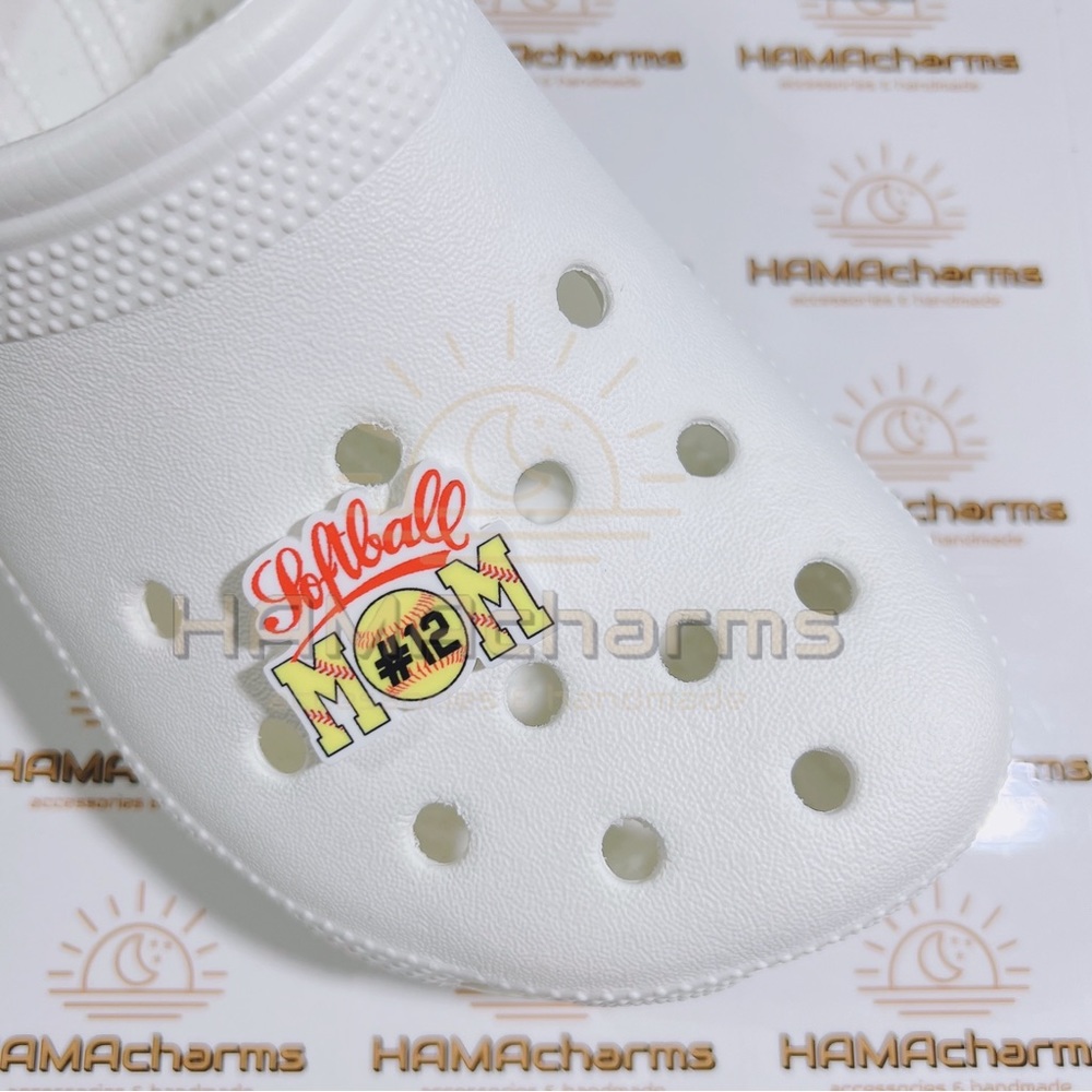 HANDMADE - Customized Acrylic Softball Mom Shoe Charm/ Baseball Mom Shoe Charm